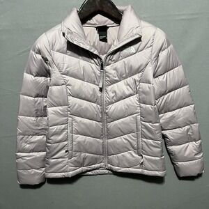 The North Face Puffer Jacket Womens Medium Purple Quilted Down Full Zip Outdoor